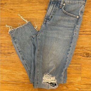 Distressed Blue Jeans